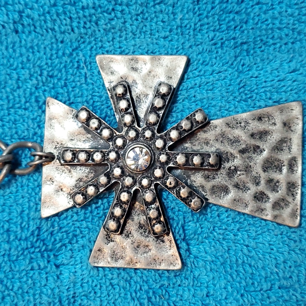 Western Style Cross Necklace and Earrings Set, Turquoise,  Zebra, Flower - Picture 8 of 10